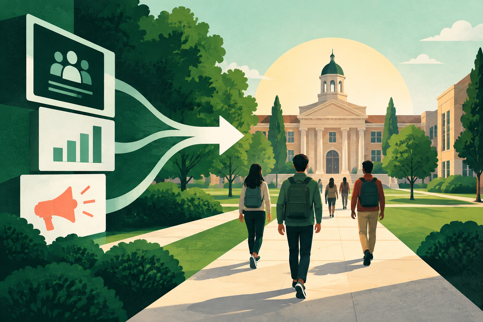 Editorial illustration for School Marketing Strategies That Drive Enrollment